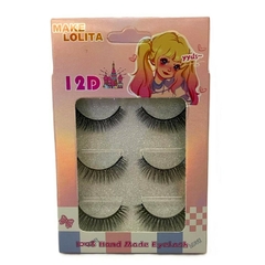 CÍLIOS POSTIÇOS 12D COM 3 PARES C/12 - MAKE LOLITA (ML-1223)