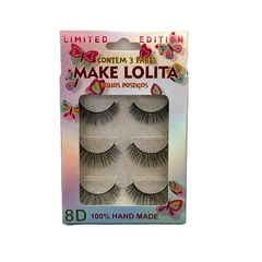 CÍLIOS POSTIÇOS 8D COM 3 PARES C/12 - MAKE LOLITA (ML-1220)