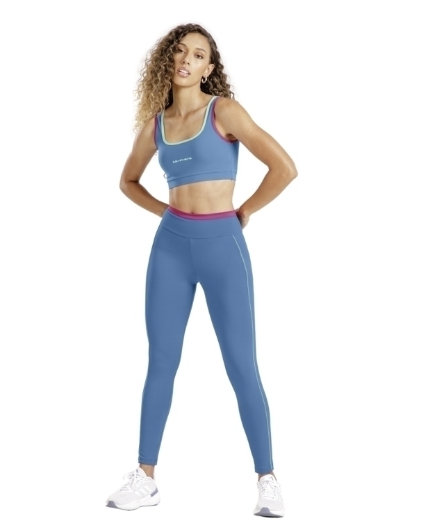 Legging Feminina Com Filete e Detalhe No Cós Azul Marinho - GZT Store