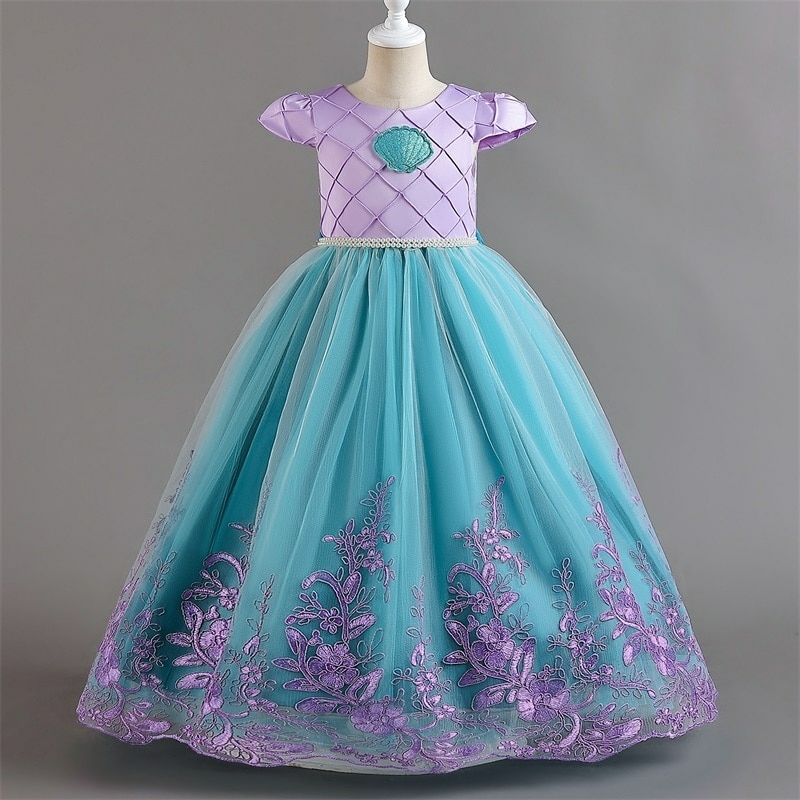 Vestido de princesa da pequena sereia, fantasia para meninas