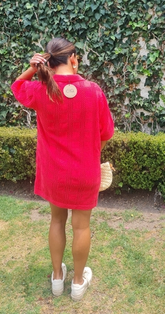 Vestido corto tejido coral - comprar en línea