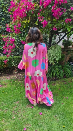 Maxi vestido estampado rosa con estampado flores maxi - comprar en línea