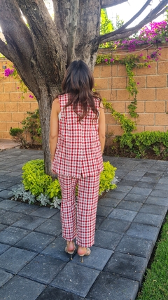 Conjunto Chaleco y pantalón pata de gallo rojo con blanco - comprar en línea