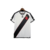 Camisa branca do Vasco da Gama II 24/25 com listras pretas e detalhes em vermelho, modelo torcedor Kappa masculina.