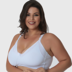 Sutiã Materna Amamentação Plus Size com detalhe em Renda- Sem Bojo-Branco-ST033PLUS - comprar online