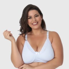 Sutiã Materna Amamentação Plus Size com detalhe em Renda- Sem Bojo-Branco-ST033PLUS - loja online