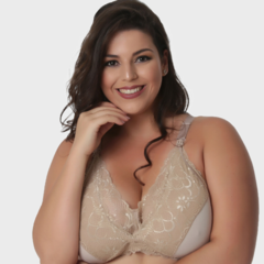 Sutiã Amamentação de Algodão com Renda Plus Size-Sem Bojo-Bege-ST034PLUS - Le Moiselle íntima