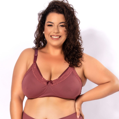 Sutiã Materna Amamentação Plus Size com detalhe em Renda- Sem Bojo-Bordô-ST033PLUS - comprar online