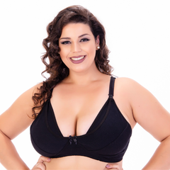 Sutiã Amamentação Plus Size Tradicional Básico de Algodão sem bojo-Preto-ST035PLUS - comprar online