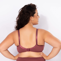 Sutiã Materna Amamentação Plus Size com detalhe em Renda- Sem Bojo-Bordô-ST033PLUS - Le Moiselle íntima