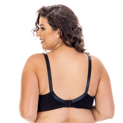 Sutiã Amamentação Plus Size Meia Taça de Algodão com renda decote-Preto-ST036PLUS - comprar online