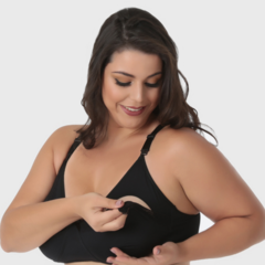 Sutiã Materna Amamentação Plus Size com detalhe em Renda- Sem Bojo-Preto-ST033PLUS na internet