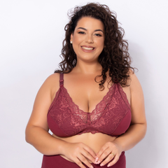 Sutiã Amamentação de Algodão com Renda Plus Size- Sem Bojo-Bordô-ST034PLUS - comprar online