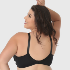 Sutiã Materna Amamentação Plus Size com detalhe em Renda- Sem Bojo-Preto-ST033PLUS - Le Moiselle íntima