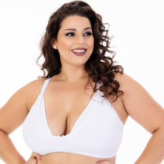 Sutiã Amamentação Plus Size Tradicional Básico de Algodão sem bojo-Branco-ST035PLUS