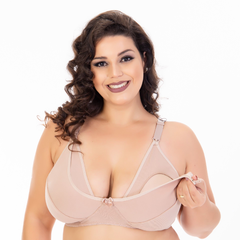 Sutiã Amamentação Plus Size Tradicional Básico de Algodão sem bojo-Bege-ST035PLUS - comprar online