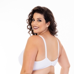 Imagem do Sutiã Amamentação Plus Size Meia Taça de Algodão com renda decote-Branco-ST036PLUS