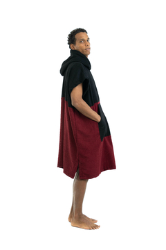 Poncho Toalha - Marsala e Preto - comprar online