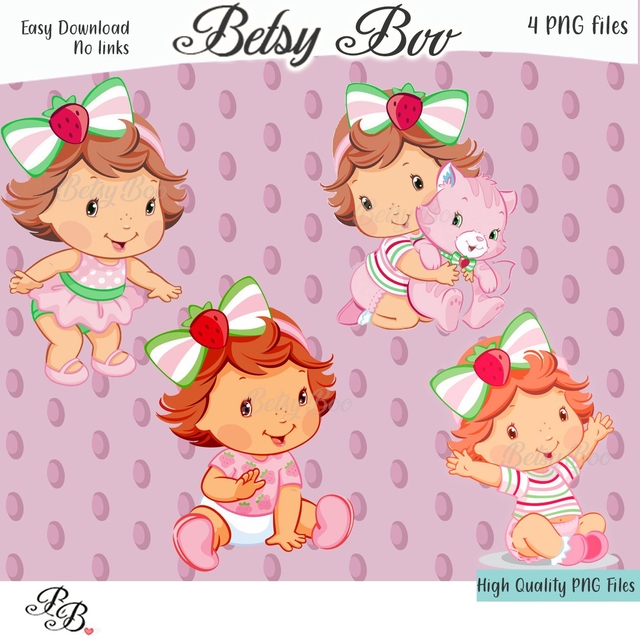 Strawberry Baby Clipart PNG Digital Image Clip Art INSTANT DOWNLOAD pr