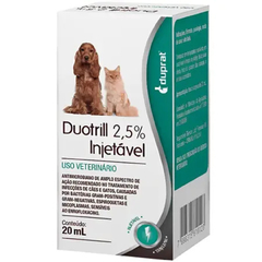 Enrofloxacina Duotrill Injetável 20ml 2,5% Duprat Cães e Gatos