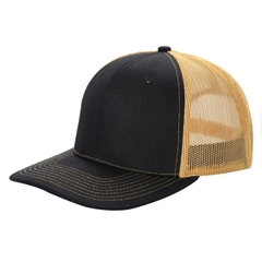 Gorra con malla 6 panel Negro/Oro