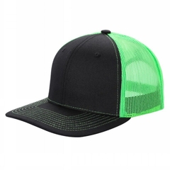 Gorra con malla 6 panel Negro/Verde