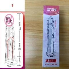 Extensor de manga de pene reutilizable, condón de pene realista