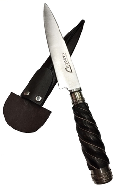 Cuchillo Madera con alambre alpaca hoja Dagger