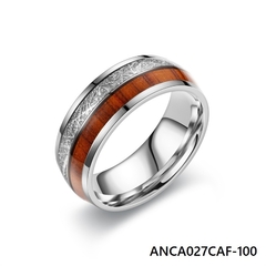 Anillo plateado con Diseños en Madera