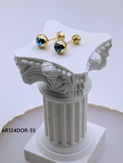 Arete Dorado con Circonia Azul