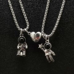 Duo de Collares De Astronauta en Acero Inoxidable