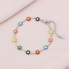 Pulsera o Tobillera flores plateada