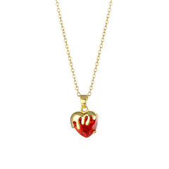 Collar dorado con dije en corazón rojo de cristal - comprar en línea