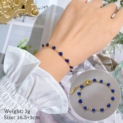 Pulsera Dorada con Formas de corazón en azul