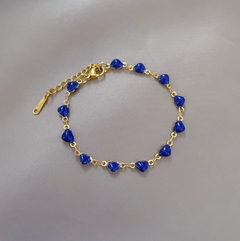 Pulsera Dorada con Formas de corazón en azul - comprar en línea