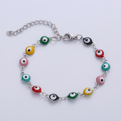 Pulsera o Tobillera Ojo Turco Plateado