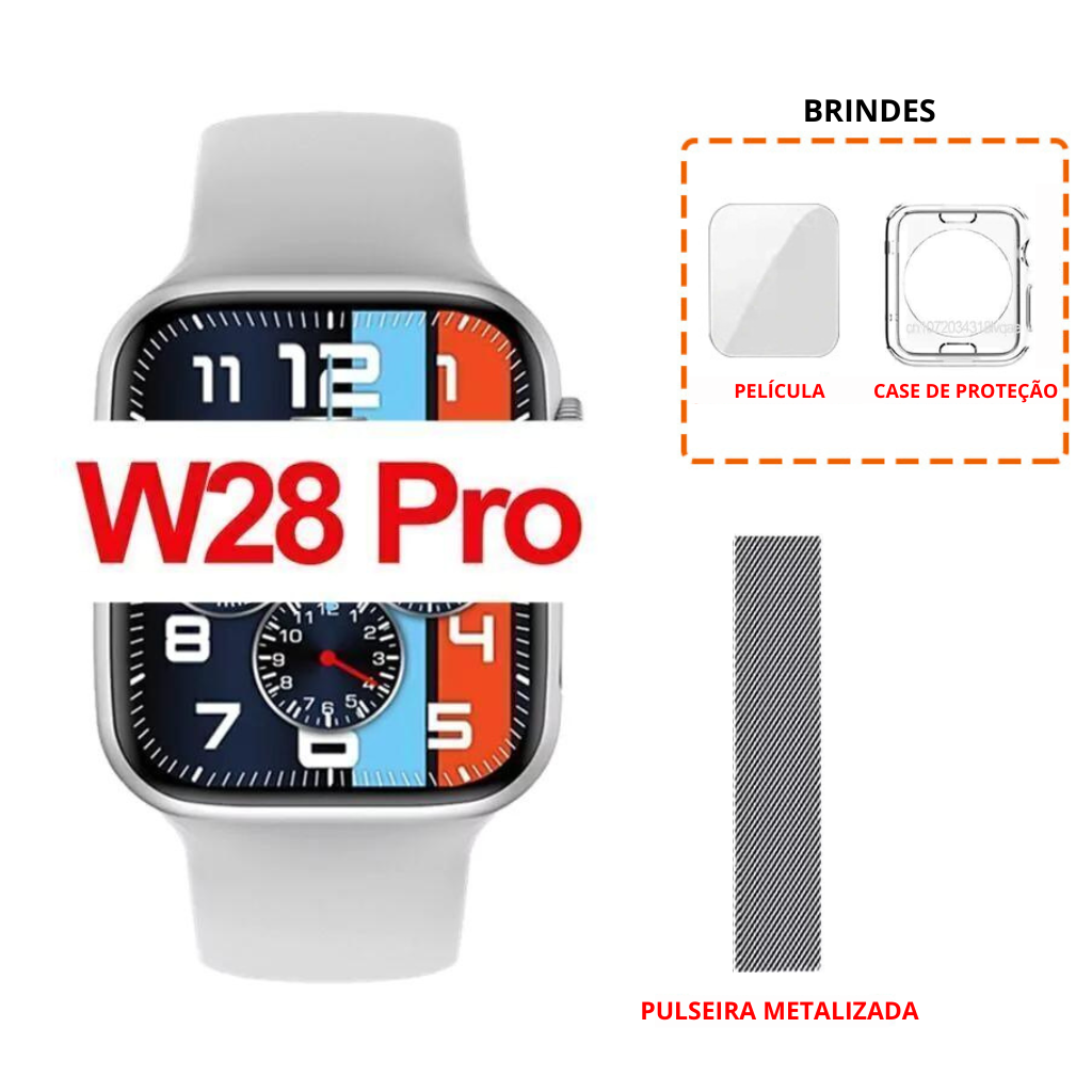 Relógio Smartwatch W29 Pro Série 9 Película Case 2 Pulseiras