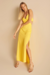 Vestido Feminino Linho Busto Transpasse Vazado Amarração Fenda My Place - comprar online