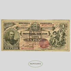 Argentina - 1 Peso San Juan - BNG70a - Resello 1894