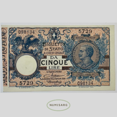 Italia - 5 Liras - P23 - 1904