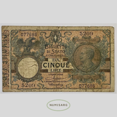 Italia - 5 Liras - P23 - 1904