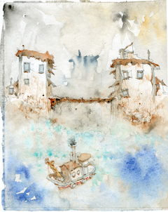 Original em aquarela "Barquinho"