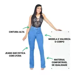 Calça Jeans Feminina Empina Bumbum Azul Marinho Cintura Alta