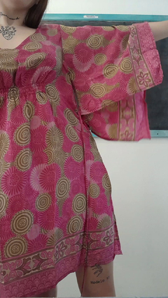 Vestido de seda hindú corto - Fucsia y oro en internet
