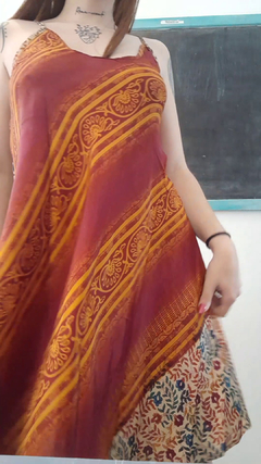 Vestido de seda hindú corto - Rojo y Naranja en internet