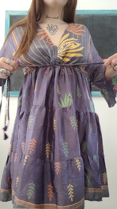 Vestido de seda hindú corto - Violeta - comprar online