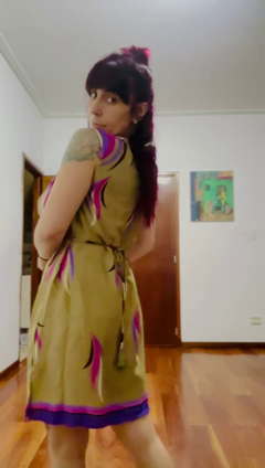 Vestido de seda Hindú corto - Mostaza y violeta en internet