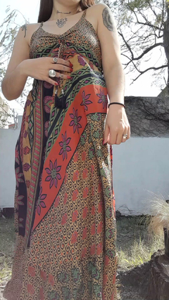 Vestido de seda hindú largo - Colorido