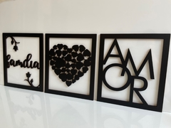 Kit 3 Quadros Tema Amor Família em MDF - comprar online