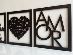 Kit 3 Quadros Tema Amor Família em MDF - Luviartes Laser